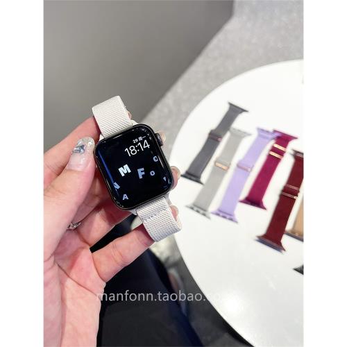 適于iwatch9白色蘋果手表6尼龍伸縮彈力10se運動applewatch78表帶