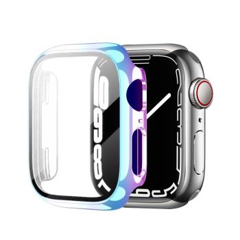 適用蘋果手錶iwatch7/8保護套矽膠apple watch6全包se膜s6手錶帶4/5代保護殼40/41/45膜一體s7防水薄表殼透明