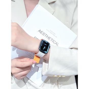 適用iwatch7/8蘋果手表s7表帶apple watch7/8/6/5/se/4/3代硅膠磁吸回環替換帶男女款手表帶s5/s6智能配件潮