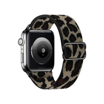 適用Apple Watch876se尼龍彈力表帶蘋果手表2345通用編織彩虹腕帶