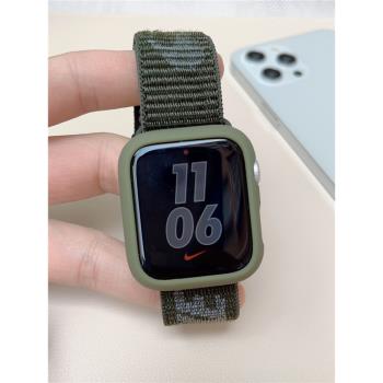 男款蘋果手表iwatchs7軍綠watchs8 ultra透氣applewatchse/s6表帶