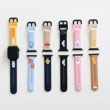 韓國ROMANE可愛矽膠蘋果Apple Watch智慧手錶防水運動表帶男女ins