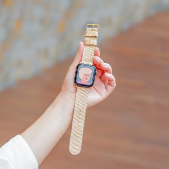 《精編尼龍》超舒適iwatch表帶適用蘋果applewatch5/6/7手表編織