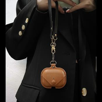 小眾棕色復古皮質airpods4保護套airpod3無線藍芽aipods1耳機pro2代第三代皮套適用二代4蘋果一體式軟殼四代5