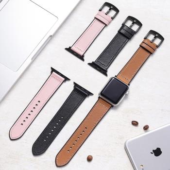 適用蘋果智慧手錶表帶apple watch7矽膠皮帶男女真皮iwatch series 6/5/4/3/2/1代腕帶皮質替換38/42/40/44mm