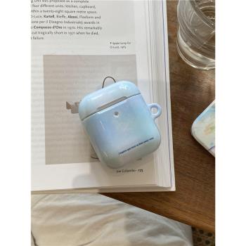 暈染藍綠適用於Airpods4保護套airpods2耳機套aipods二代三無線藍芽ipods/airpod3 pro代日韓ins風菲林耳機殼