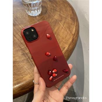 石榴紅適用于小米12pro菲林小米11Ultra/12S ultra紅米Note11pro硬K40PRO手機殼K50pro小米10S保護套12X女