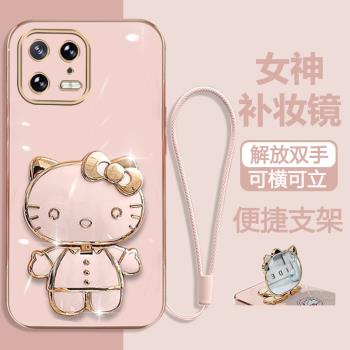 蔚攬小米13Pro手機殼適用小米12Spor新款卡通貓咪12X軟xiaomi11全包T矽膠化妝鏡立體支架mi10s男女保護套10T