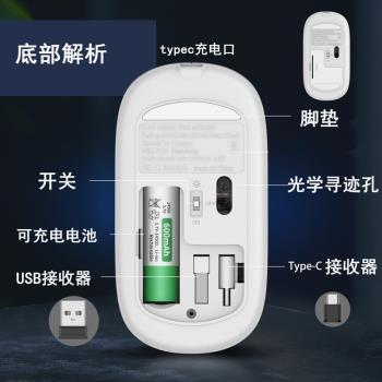 typec滑鼠無線藍芽介面充電靜音適用apple蘋果macbook聯想lenovo