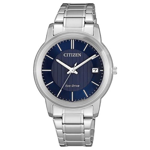 【CITIZEN】星辰 Eco-Drive 光動能 FE6011-81L 日期 鋼錶帶女錶 銀/藍 33.3mm