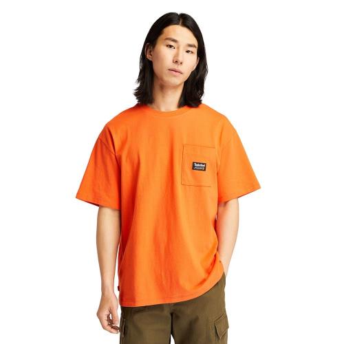 任-Timberland 男款亮橘色LOGO短袖T恤A22CV845