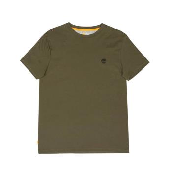 任-Timberland 男款軍綠色Logo有機棉短袖T恤A2EKJA58