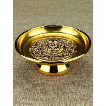 合金果盤 供盤 高腳果碟水果盤浮雕蓮花供具5-12寸銅合金加厚供碟