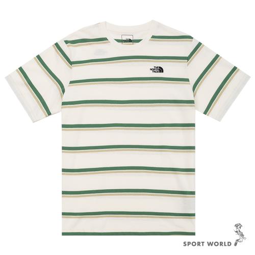 The North Face 北臉 男 短袖上衣 條紋 白綠【運動世界】NF0A7WDPN3N