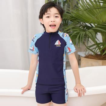 兒童泳衣男童寶寶中大童短袖速干分體溫泉沙灘游泳衣韓版