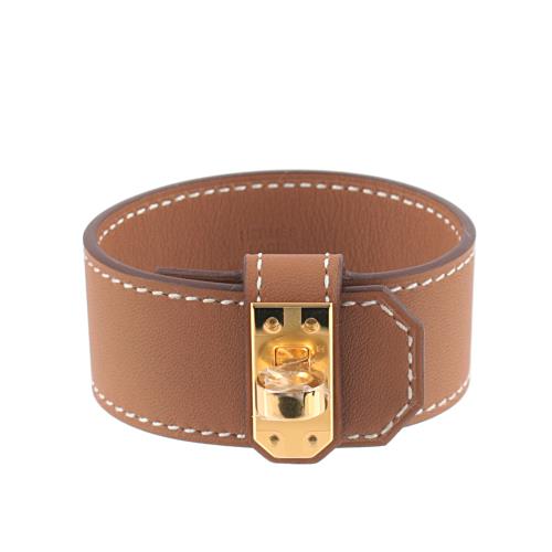 HERMES T1 金釦 Swift皮 Kelly Twist手環(金棕色)