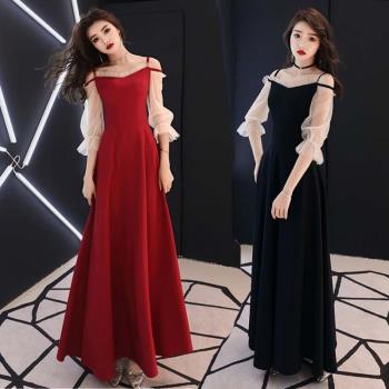 聚會長款修身吊帶連衣裙晚禮服