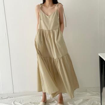 韓國chic連衣裙顯瘦高級仙女吊帶