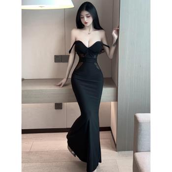 優雅性感顯胸女王網紗連衣裙禮服