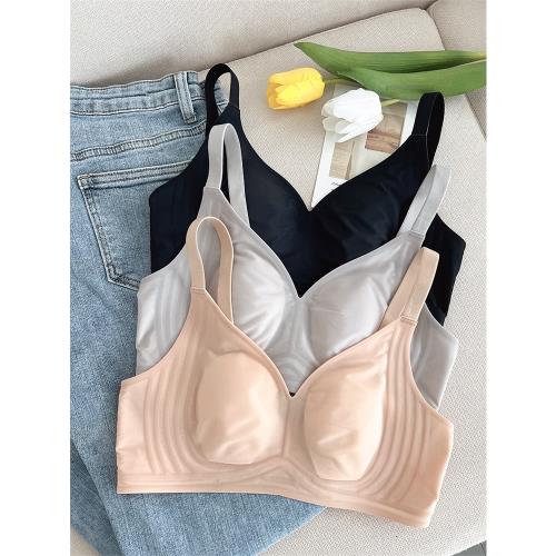 夏季超薄款冰絲無痕兔耳朵無鋼圈內衣女大胸顯小胸文胸縮胸收副乳