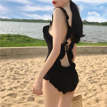 泳衣女韓國ins風性感連體露背小胸聚攏比基尼遮肚顯瘦溫泉游泳衣