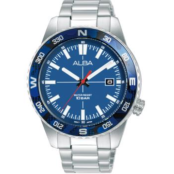 ALBA 雅柏 簡易方位 休閒時尚腕錶(VJ42-X335B/AS9Q19X1)藍/42mm