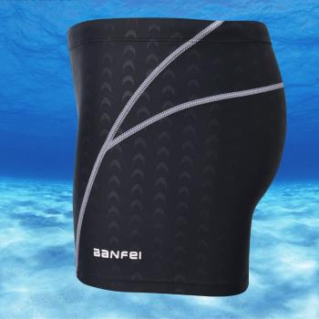 新款游泳褲男士平角泳衣泡溫泉沙灘速干加大碼鯊魚皮成人運動競速