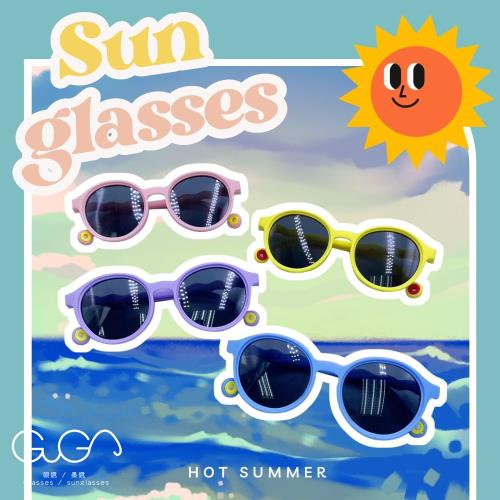【GUGA】兒童偏光眼鏡 圓框馬卡龍色系 軟性橡膠材質 耐壓 太陽眼鏡 兒童墨鏡 兒童眼鏡