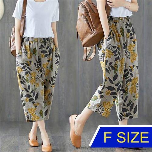【韓國K.W.】傾慕之戀亞麻天絲棉女褲(棉麻褲 寬褲 女褲 長褲 九分褲)