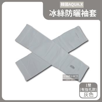 韓國AQUA.X 勁涼透氣冰絲防曬袖套x1雙 (有指孔款-灰色)