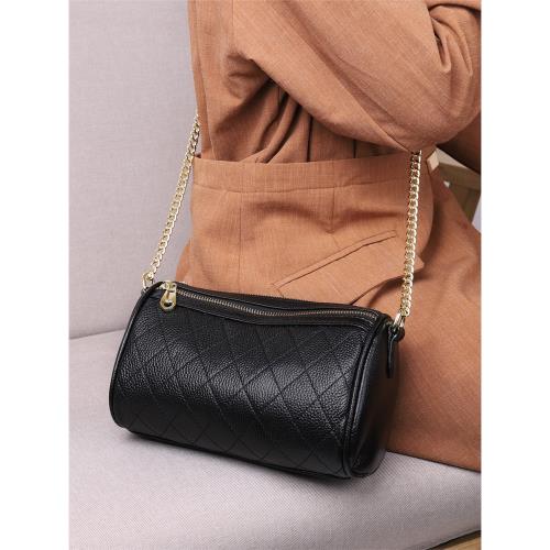 瑪茜皮爾真皮女包春夏小包小眾設計菱格圓筒包百搭斜挎包圓形包包