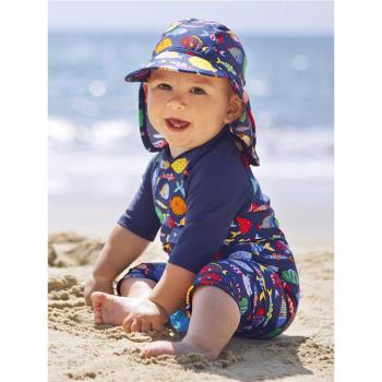兒童泳衣中小男童女寶寶可愛沙灘度假防曬連體長袖嬰幼兒溫泉泳裝
