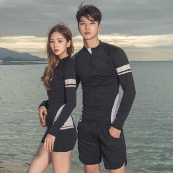 韓國潛水服分體長袖長褲保暖游泳衣防曬沖浪溫泉情侶男女拉鏈套裝