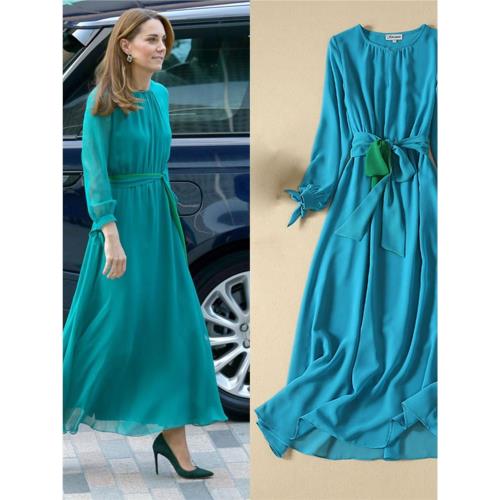 歐洲站2025春夏王妃同款高端優雅連衣裙高貴名媛氣質晚宴禮服長款