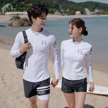 男款潛水服女分體套裝顯瘦運動戶外濕衣長袖水母衣情侶游泳衣韓國