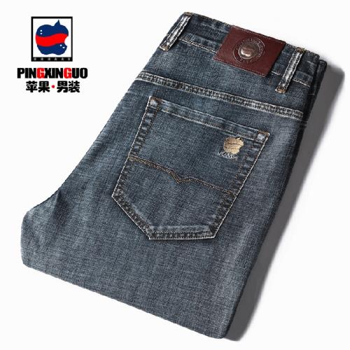 新款牛仔褲男士夏季薄款中年高腰彈力男褲寬松直筒商務休閑大碼褲