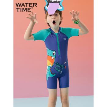 WaterTime兒童泳衣男孩連體可愛男童游泳衣分體速干小童長袖泳裝