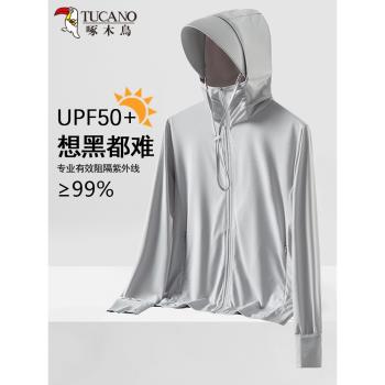 啄木鳥冰絲防曬衣女外套2024夏季新款防紫外線透氣大帽簷防曬服男