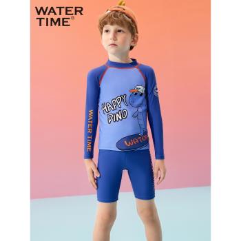 WaterTime兒童泳衣男孩長袖防曬中小童可愛分體泳衣男童泳褲套裝