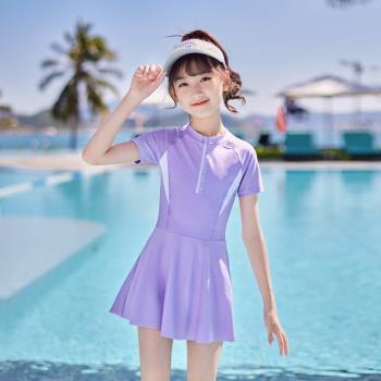兒童泳衣女童小中大童2023年新款公主寶寶連體裙式女孩游泳套裝