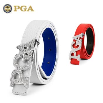 美國PGA 高爾夫皮帶 女士 雙面腰帶 頭層牛皮 合金扣頭 時尚百搭