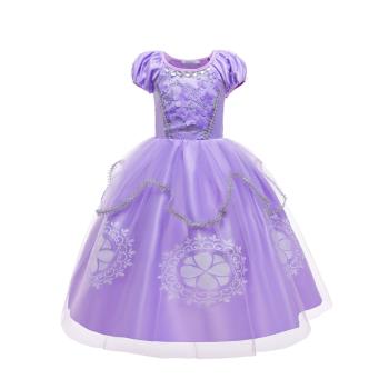 冰雪奇緣紫色艾莎兒童生日公主裙
