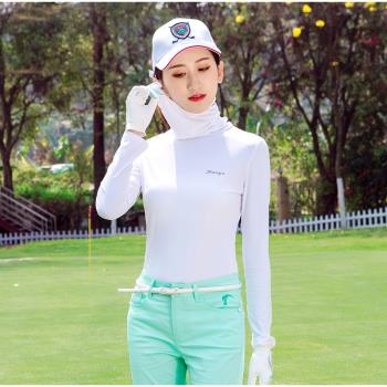 高爾夫服裝春夏季防曬衣 女士冰絲打底衫 高領套頭面罩長袖球衣服