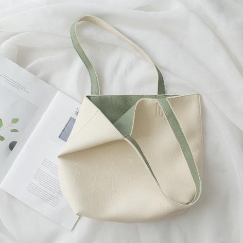 氧氣種子2026春季新款 ins日韓撞色單肩托特包百搭手提大容量女包