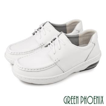GREEN PHOENIX 女 護士鞋 學生鞋 氣墊 全真皮 輕量 綁帶 臺灣製BA-2P170