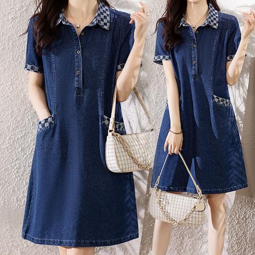麗質達人 - 2032牛仔短袖洋裝