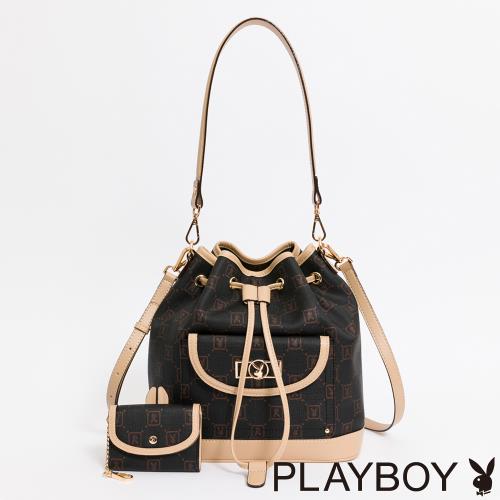 PLAYBOY - 水桶包附長短背帶  N-Natty V系列 - 咖色