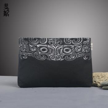 斐絮中國風貔貅帆布信封包刺繡