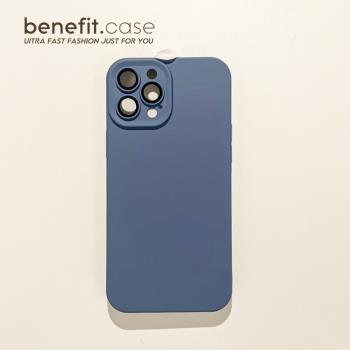 Benefit高級ins防塵瞳眼純色寶石藍適用蘋果13手機殼帶鏡頭膜iphone14promax新款簡約12保護套11軟殼硅膠男女