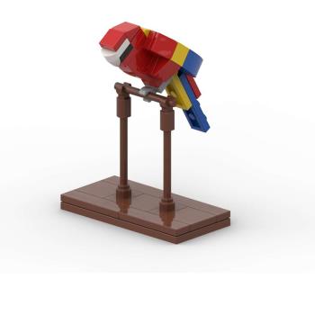 MOC積木方頭仔益智玩具適用樂高動物創意禮物迷你鸚鵡 鳥模型